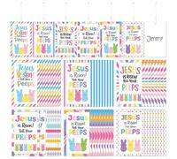 CPicdn 60Pcs Easter Gift Tags, Happy Easter Labels with String Religious Christian Jesus Decorative Hanging Paper Egg Basket Name Tags Egg Bunny Peeps Holiday Labels Spring Party DIY Gift Favor Decor