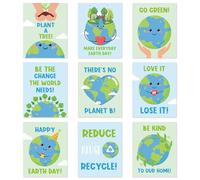 CPicdn 9Pcs Earth Day Posters, Unframed Environmental Awareness Poster 8x10 Inch Cute Wall Art Prints Decor Happy Earth Day Educational Decorations for Classroom Elementary School Library Bedroom