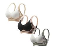 CPIDAH 3 Pack Women Lifting Anti-Sagging Wireless Seamless Bras Full Coverage Ladies V Neck Padded Bras Comfort Non Wired Bralettes No Underwire Lifting Bras Sleeping Bra Soft T Shirt Bra