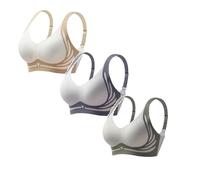 CPIDAH 3 Pack Women Lifting Anti-Sagging Wireless Seamless Bras Full Coverage Ladies V Neck Padded Bras Comfort Non Wired Bralettes No Underwire Lifting Bras Sleeping Bra Soft T Shirt Bra