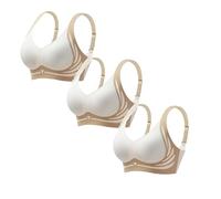 CPIDAH 3 Pack Women Lifting Anti-Sagging Wireless Seamless Bras Full Coverage Ladies V Neck Padded Bras Comfort Non Wired Bralettes No Underwire Lifting Bras Sleeping Bra Soft T Shirt Bra