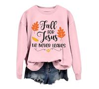 CPIDAH Fall for Jesus Sweatshirts for Women Oversized Round Neck Pullover Jesus Long Sleeve Tops Lightweight Basic Jumpers Women Comfy Soft Tunics Going Out Tee Fall Winter Sweats Winter Shirts