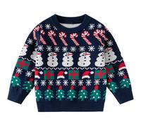 CPIDAH Funny Christmas Jumper| Christmas Sweater Girls Boys Xmas Tree Elk Pattern Knitted Fair Isle Sweaters Winter Crewneck Fairisle Jumper Pullover Tops Navy 2-3T