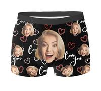 CPIDAH Personalized Boxers for Men UK Funny Custom Mens Underwear Boxer Briefs with Face, Customized Gifts for Boyfriend Men Husband Wine L