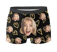 CPIDAH Personalized Boxers for Men UK Funny Custom Mens Underwear Boxer Briefs with Face, Customized Gifts for Boyfriend Men Husband Black M