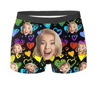 CPIDAH Personalized Boxers for Men UK Funny Custom Mens Underwear Boxer Briefs with Face, Customized Gifts for Boyfriend Men Husband Silver S