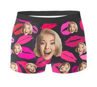 CPIDAH Personalized Boxers for Men UK Funny Custom Mens Underwear Boxer Briefs with Face, Customized Gifts for Boyfriend Men Husband Hot Pink M