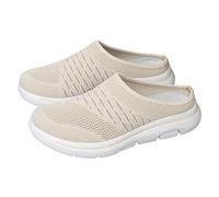 CPIDAH Shoes for Women Unisex Solid Color Mesh Closed Toe Mules Comfort Lightweight Breathable Non Slip Daily Wear Casual Footwear Flexible Cushioned Plus Size Beige