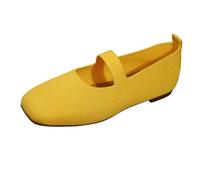 CPIDAH Slip On Shoes Women Ballet Breathable Mesh Knit Round Toe Flat Soft Sole Comfort Lightweight Non Slip Daily Wear for Dance Practice Walking Footwear Flexible Cushioned Yellow