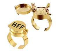 CPJJ 2 Pieces BFF Friendship Ring - Cute Anime Aesthetic Open Ring for Teens, Girls, Sisters - Best Friends Copper Jewelry Birthday Gift