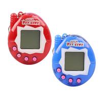 CPJJ 2 Pieces Electronic Pets, Electronic Pet Game Machine With Keychain Retro Handheld Console Mini Digital Virtual 90S Toys Animal Cyber Toy For Adults Teens Birthday Gift(Blue,Red,Egg Shape)