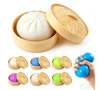 CPKONUUIP 6 PCS Squishy Dumpling Toy, Mystery dumplings squishy with Steamer Box, Cute Anxiety Relief Fidget Toy, Stretchable Squishy Fidget Toys for Kids Teens Adults Classroom Home Office