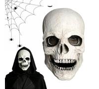 CPKONUUIP Halloween Masks Skull Mask: Creepy Full Head skeleton mask | latex - tear-resistant - Fits most adult heads - movable jaw mimics speech - for Halloween Party Cosplay Props