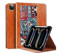 CPNVWA Case for iPad Pro 11 Inch,4th/3rd/2nd/1st Generation(2022/2021/2020/2018) Genuine Leather Cover with Pencil Holder,Cowhide Folio Cover,Auto Sleep/Wake,Bohemian Brown
