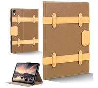 CPNVWA for iPad Air 11 Inch M3 M2 iPad Air 10.9 Inch Case 5th 4th Gen,Leather Folio Cover with Auto Wake/Sleep,Adjustable Stand,Detachable Magnetic Closure Protection Case-Multiple Straps Yellow Brown