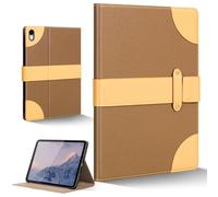 CPNVWA for iPad Air 11 Inch M3 M2 iPad Air 10.9 Inch Case 5th 4th Gen,Leather Folio Cover with Auto Wake/Sleep,Adjustable Stand,Magnetic Buckle Closure Protection Case-Single Strap Yellow Brown