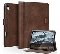 CPNVWA Genuine Leather Case for iPad Air 13 Inch M3 2025 / M2 2024 Premium Folio Cover with Pencil Holder Auto Wake/Sleep & Adjustable Stand - Vintage Dark Brown