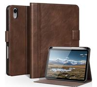 CPNVWA Genuine Leather Case for iPad mini 7th/6th Gen 8.3 inch, Premium Folio Cover with Apple Pencil Holder, Auto Wake/Sleep, Adjustable Stand & Magnetic Closure, Dark Brown