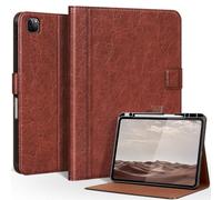 CPNVWA Genuine Leather Case for iPad Pro 12.9 Inch Folio Cover with Pencil Holder Auto Wake/Sleep & Adjustable Stand for 6th/5th/4th/3rd Generation (2022-2018) - Vintage Red Brown