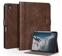 CPNVWA Genuine Leather Case for iPad Pro 13 Inch M5 2025 / M4 2024 Premium Folio Cover with Pencil Holder Auto Wake/Sleep & Adjustable Stand - Vintage Dark Brown