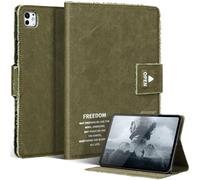 CPNVWA iPad Case for iPad Pro 11 inch (M5/M4) 2025/2024,Military-Grade Shockproof Protection, Canvas Folio Cover with Multi-Angle Stand & Auto Wake/Sleep, Magnetic Closure,Army Green