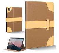 CPNVWA iPad Case for iPad Pro 13 Inch (M5/M4) 2025/2024,Leather Folio Cover with Pencil Holder,Auto Wake/Sleep, Adjustable Stand,Magnetic Buckle Closure Protection Case-Single Strap Yellow Brown