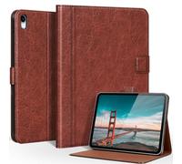CPNVWA Leather Case for iPad Air 13 Inch M3 2025 / M2 2024 Premium Folio Cover with Auto Wake/Sleep & Adjustable Stand - Vintage Red Brown