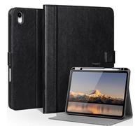 CPNVWA Leather iPad Case for iPad A16 11th Gen 11 Inch, iPad 10th Gen 10.9 Inch, Premium Leather Folio Cover with Apple Pencil Holder, Auto Wake/Sleep, Adjustable Stand, Magnetic Closure - Matte Black