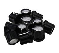 Cpolebev 0Degree Guitar Pot Knob Bass Guitar Amp Knobs Buttons D-Type Shaft Potentiometer Pots Knobs, Black Cap Silver Top, Pack Of 12