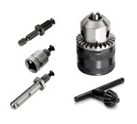 Cpolebev 1.5-10mm 1/16In- 3/8In Capacity Key Drill Chuck Wrench Adapter 1/2In Socket Square Female Adapter Self-Locking Chuck Easy to Use