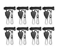 Cpolebev 1/8 Inch Adjustable Grow Light Hangers Black Lifting Rope 8Pcs 2.4M Long Heavy Duty for Grow Tent & Gardening