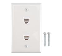 Cpolebev 1 Pack 2 Port Ethernet Wall Plate, Cat6 Female to Female Wall Jack RJ45 Inline Coupler Wall Outlet, White