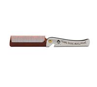 Cpolebev 1 Pcs Brown Men Folding Pocket Comb PP Teeth Detangling Hair Beard Comb Metal Handle Foldable Combing Mustache Comb