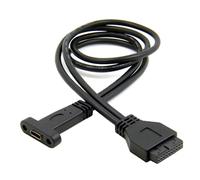 Cpolebev 1 PCS Single Port USB 3.1 Type C USB-C Female to USB 3.0 Motherboard 19Pin Header Cable Black Plastic 50cm