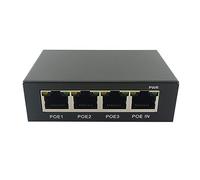 Cpolebev 1 Piece 4 Port Gigabit POE Extender 100/1000M Network Switch Extender Black Metal for PoE Switch NVR IP Camera AP