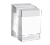 Cpolebev 10 Pack Sign Holders with Double Sided Adhesive Tape Clear Acrylic for Wall Sign Memo Document Menus Display