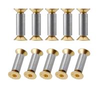 Cpolebev 10 Packs Knife Handle Screws Rivets Bolts Fasteners Gold Hex Flat Screws Knives Maker Screws