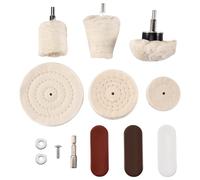 Cpolebev 10 Pcs Buffing Pad Polishing Wheel Kits with 3Pcs Rouge Compound with 1/4 inch Handle, for Manifold, Aluminum, Stainless Steel, Chrome