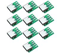 Cpolebev 10 PCS Type-C USB3.1 16 Pin Female to 2.54mm Type C Connector 16P Adapter Test PCB Board Plate Socket for Data Transfer