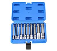Cpolebev 10 Piece 4 inch Spline Tip Bit Socket Set M-Type Universal Sleeve - Triple Square Spline Bit Socket Set