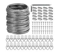 Cpolebev 100 Pcs Picture Hanging Wire Kit, 100 Feet Heavy Duty Wire Picture Hanging for Photo Mirror Frame Artwork