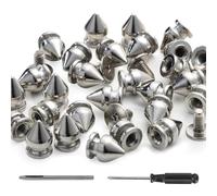 Cpolebev 100 Piece Spikes and Studs 9.5MM Spikes for Clothing Silver Alloy for Leather Punk Spikes Accessories Screw Back
