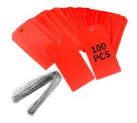 Cpolebev 100 Pieces 4 3/4Inch X 2 3/8Inch Plastic Shipping Tags with Wires Blank Labeling Tags Waterproof Hang Tags Easy to Use