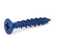 Cpolebev 100PCS 3/16 X 1-1/4In Blue Flat Concrete Diamond Point Screw Anchor Set Kit for Anchoring to Masonry Kit