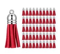Cpolebev 100Pcs Keychain Tassels Faux Suede Leather Tassel Pendants Keychain Decoration for DIY Crafts Making Supplies