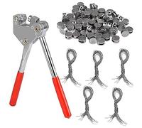 Cpolebev 100Pcs Round Lead Seals Beans 8mm Diameter, 100 Pcs Steel Wire, 1Pcs Sealing Crimper with Red Plastic Coated Handle Seal Lead Seals Set Kit