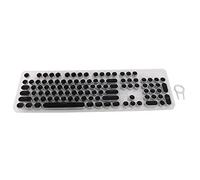 Cpolebev 104-Key Retro Round Keycaps Double Lens DIY Typewriter Keycaps for Backlit Mechanical Keyboard Round Keycaps Black