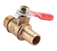 Cpolebev 10mm x 1/4 inch PT Male Thread Full Port Lever Handle Hose Barb Brass Ball Valve