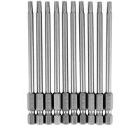 Cpolebev 10pcs 100mm Length 1/4 inch Hex Shank T20 Torx Security Screwdriver Bits, Silver Gray
