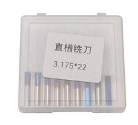 Cpolebev 10Pcs 3.175 Shank Blue Coated Straight End Mill 2 Flute Carbide Milling Cutter for Wood MDF Plastic CNC Engraving Bit